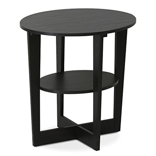 Furinno JAYA Contemporary Engineered Wood Oval End Table in Walnut