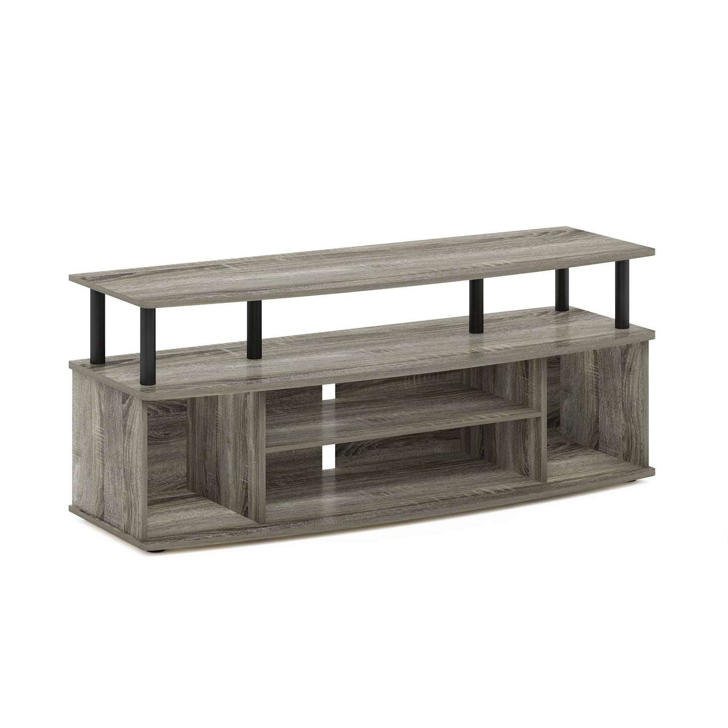 Furinno JAYA Large Entertainment Center Hold up to 55-IN TV, French Oak/Black