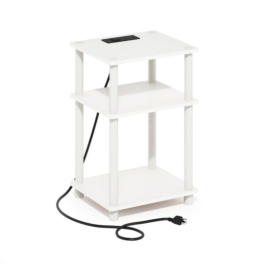 3-Tier Turn-N-Tube Open Storage Side Table, End Table with USB