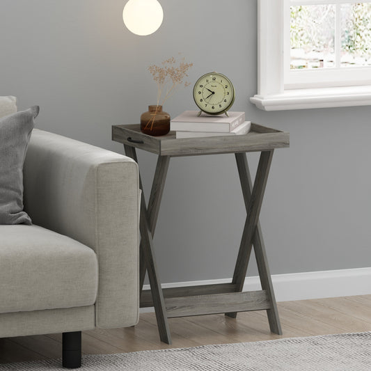 Furinno Montale Tray Table with Removable Tray, French Oak