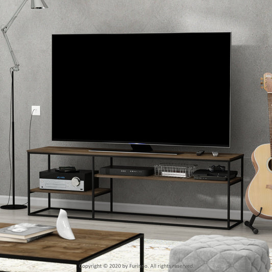 Furinno Moretti Modern Lifestyle TV Stand for TV up to 78 Inch, Columbia Walnut
