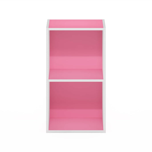 Furinno Pasir 2-Tier Open Shelf Bookcase Pink/White