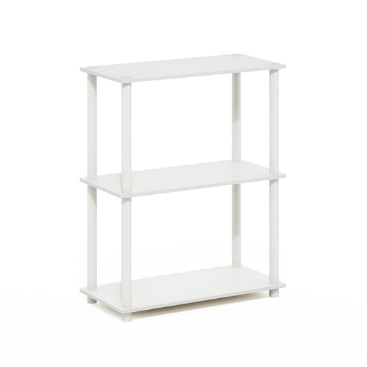 Furinno Rata 3-Tier Industrial Multipurpose Flat Base End Table with Metal Frame, French Oak Grey