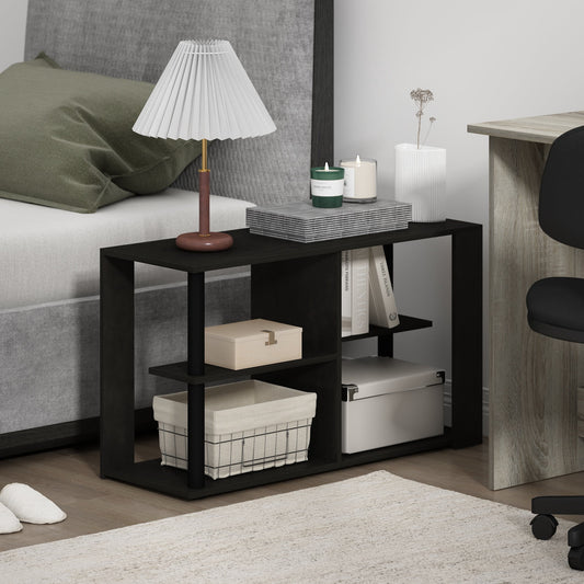 Furinno Mesa de Centro Estrecha Romain con Estantes, Espresso/negro