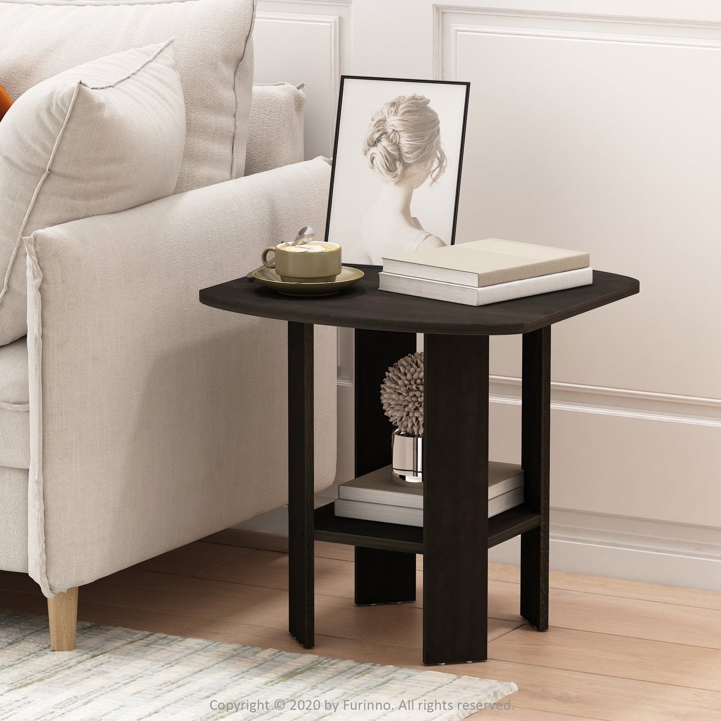 Furinno Mesa Auxiliar ContemporÃ¡nea de Madera Industrializada de DiseÃ±o Simple en Espresso