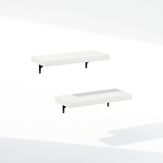 Furinno Tanna 22-Inch Wall Mounted Bathroom Floating Display Shelves, White Texture, Set of 2