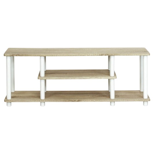 Furinno Turn-N-Tube No Tool 3-Tier Entertainment TV Stands, Oak/White