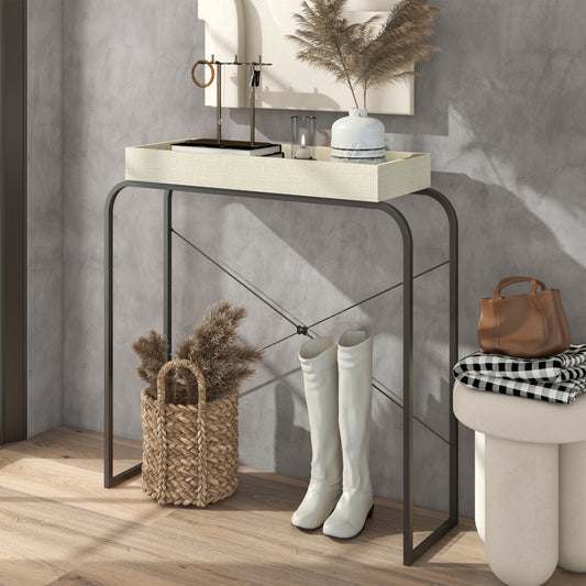 Furniture of America Basil Tray Top Wood Cream Weave Console Table