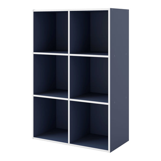 Furniture of America Brooks Stackable 6-Cube Wood Steel Blue Bookcase