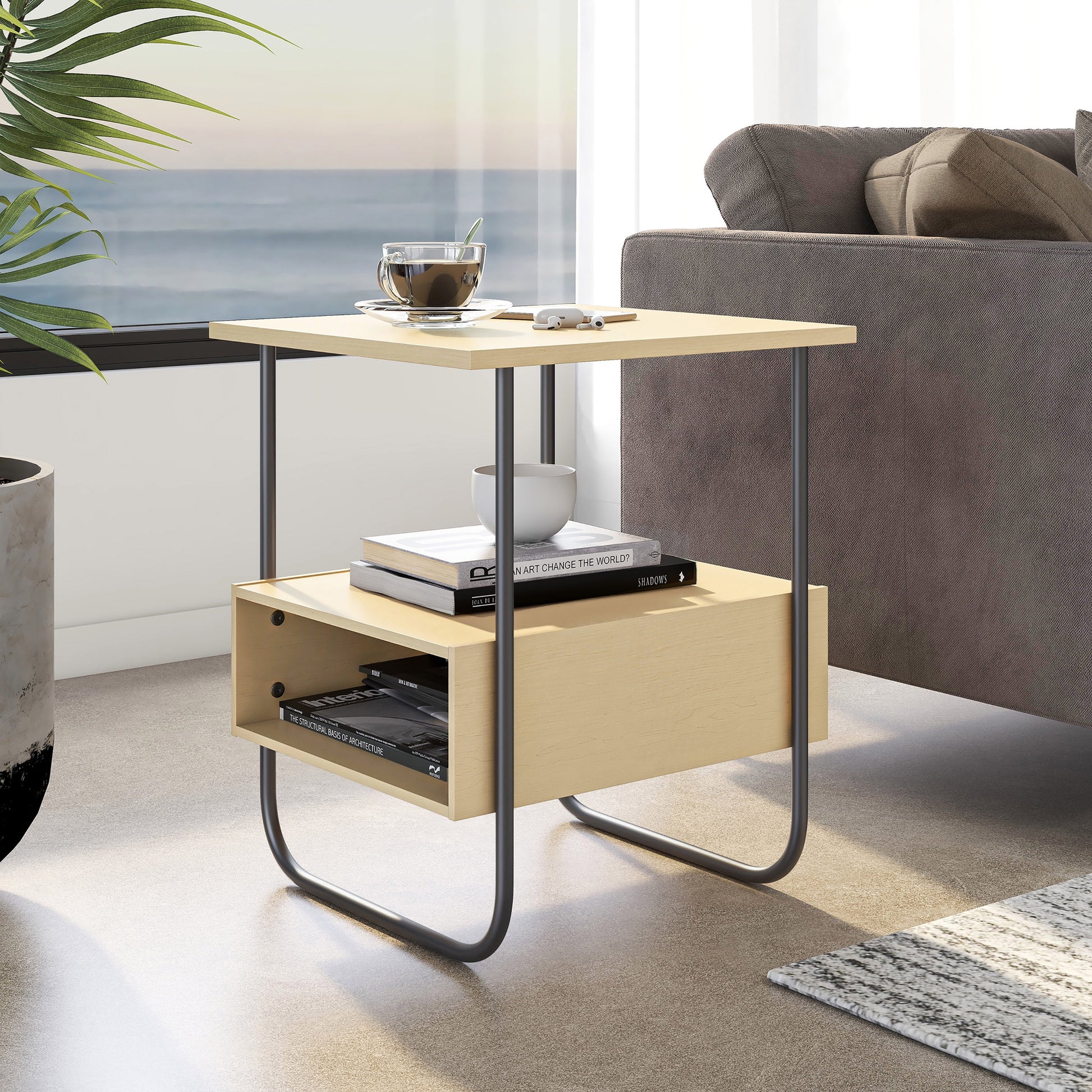 Furniture of America Javor 2-Cubby Wood Indoor End Table, Light Maple