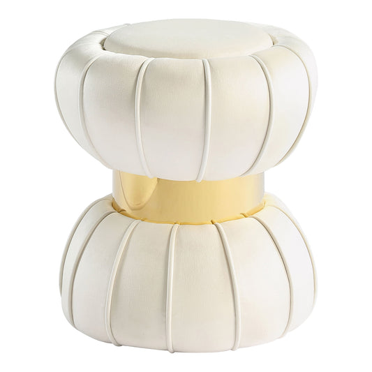 Furniture of America Rigi Modern 15" Velvet Fabric Round Indoor Stool, White