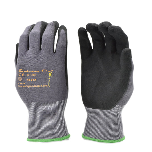G & F Products Gloves for Safety 1529M-12 Knit Nylon, Micro Form Nitrile Grip, 12 Pairs Medium