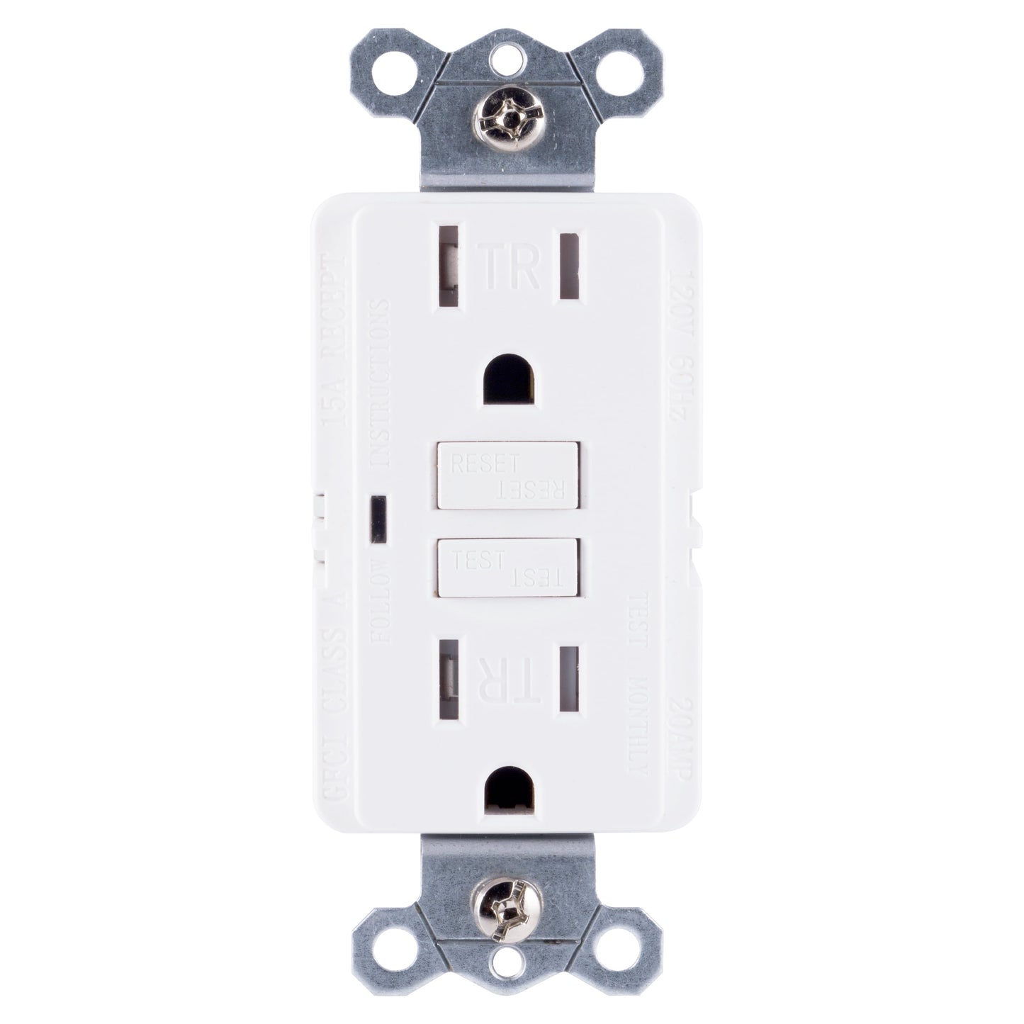 GE Tamper-Resistant GFCI Outlet, 15Amp Self-Testing, White, 32075