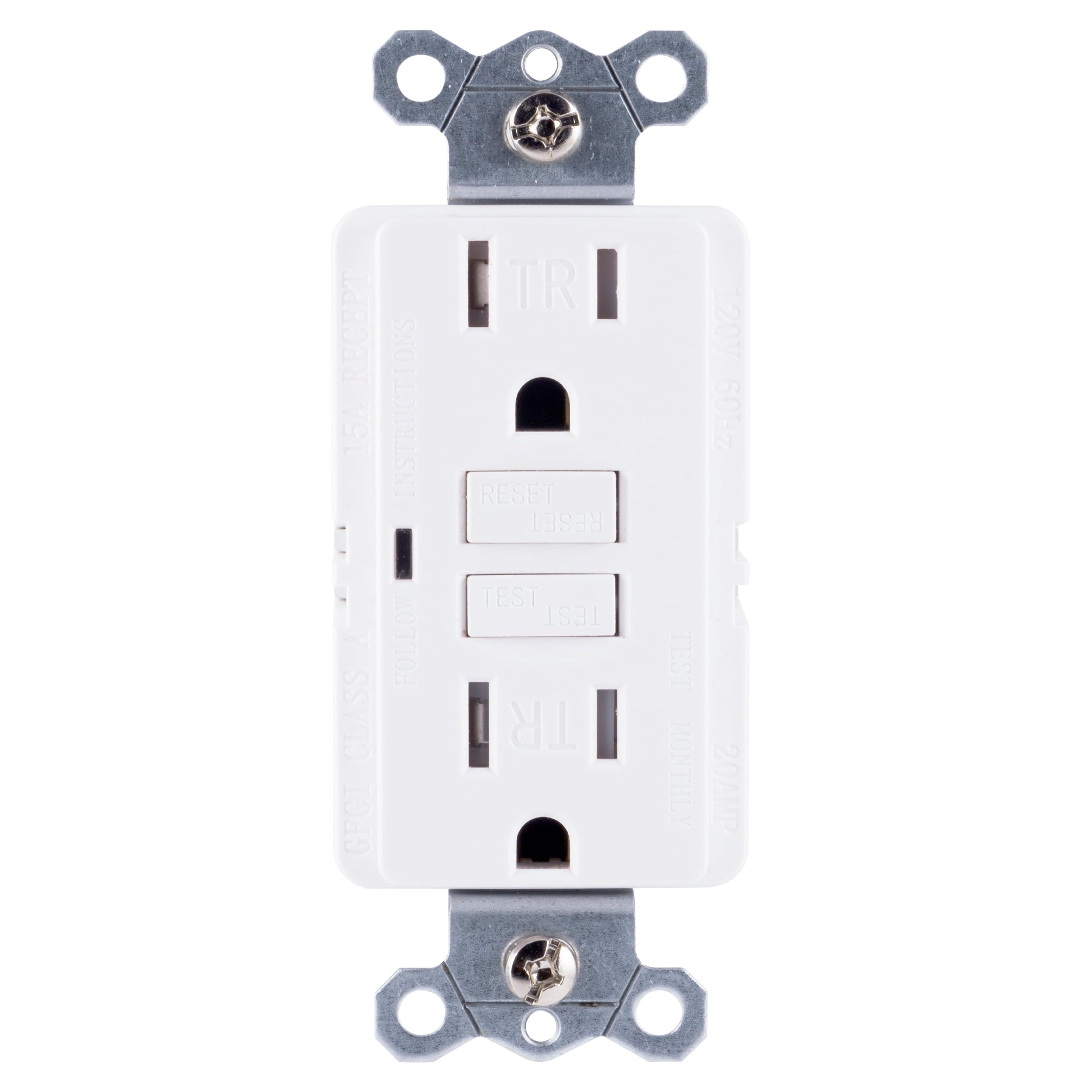GE Tamper-Resistant GFCI Outlet, 15Amp Self-Testing, White, 32075
