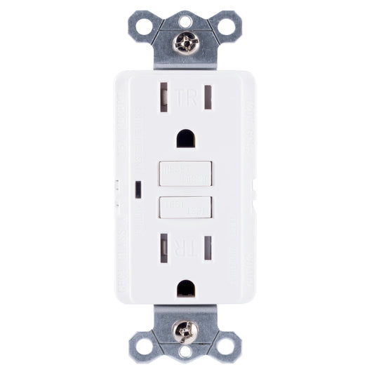 GE Tamper-Resistant GFCI Outlet, 15Amp Self-Testing, White, 32075