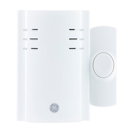 GE Wireless Doorbell Kit, Plug-In, 8 Melodies, 1 Push Button, White, 19299