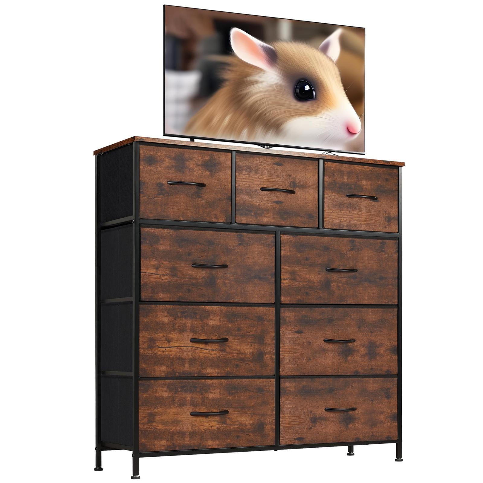 Gianna 9 Drawers Dresser, Large Capacity Organizer, Suit for Bedroom, Hallway, Rustic Brown