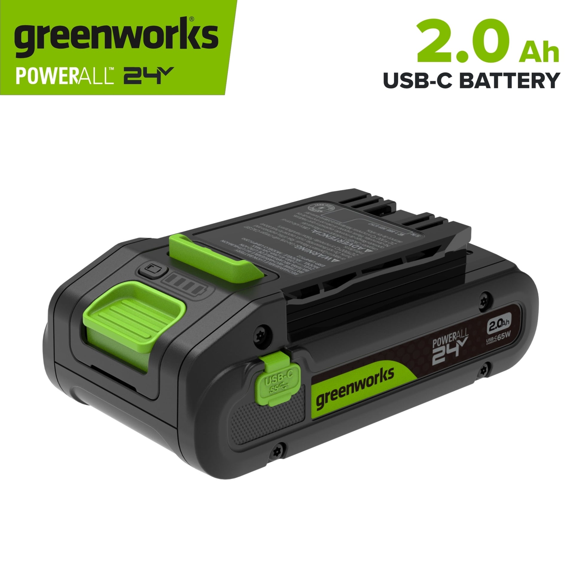 Greenworks PowerAll 24V 2Ah Battery With 65W USB-C Charging Port, PA200A4