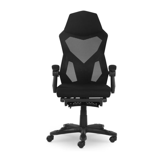 Gamer Gear Silla de Oficina para Gamer con ReposapiÃ©s Extensible, TapicerÃ­a de Tela Negra