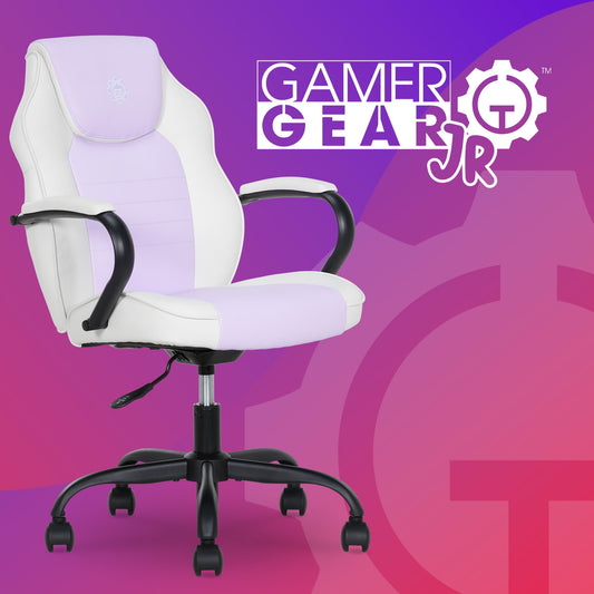 Gamer Gear Jr. Xplorer Silla de Juego y Computadora, Silla de Juego para NiÃ±os y Adolescentes con Brazos Acolchados, Altura Ajustable, Rojo y Negro