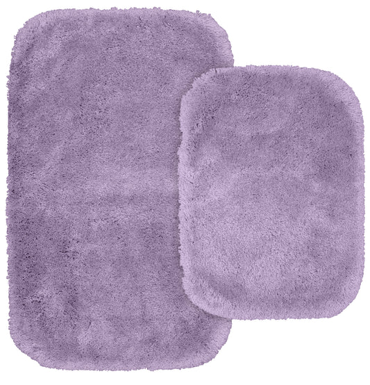 Garland Rug Finest Luxury Washable Bath Rug Set, 2 Piece Set (17"x24" Bath Rug, & 21"x34" Bath Rug) Purple