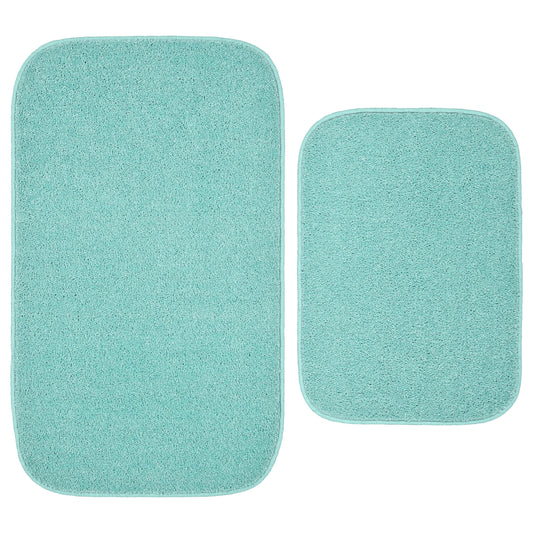 Garland Rug Gramercy Washable Bath Rug Set, 2 Piece (20"x34" & 17"x24") Sea Foam