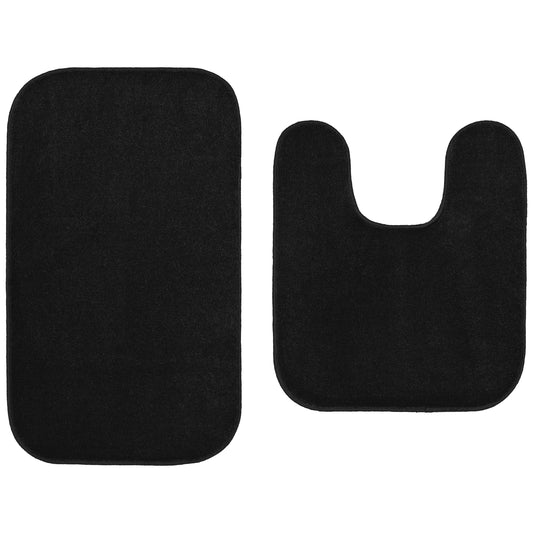 Garland Rug Gramercy Washable Bath Rug Set, 2-Piece (20"x34" & Contour Rug) Black