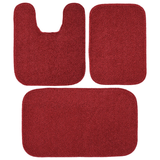 Garland Rug Gramercy Washable Bath Rug Set, 3-Piece (2 Bath Rugs, & Contour Rug) Classic Red