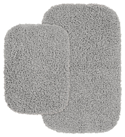 Garland Rug Jazz Washable Bath Rug Set, 2 Piece Set (17"x24" Bath Rug, & 21"x34" Bath Rug) Platinum Gray