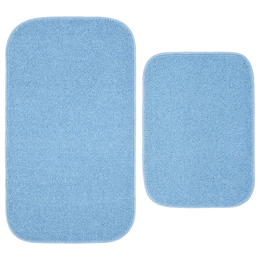 Garland Rug Sedona Washable Bath Rug Set, 2 Piece (21"x34" & 17"x24") Basin Blue