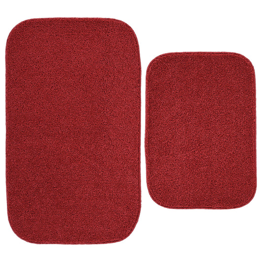 Garland Rug Sedona Washable Bath Rug Set, 2 Piece (21"x34" & 17"x24") Classic Red