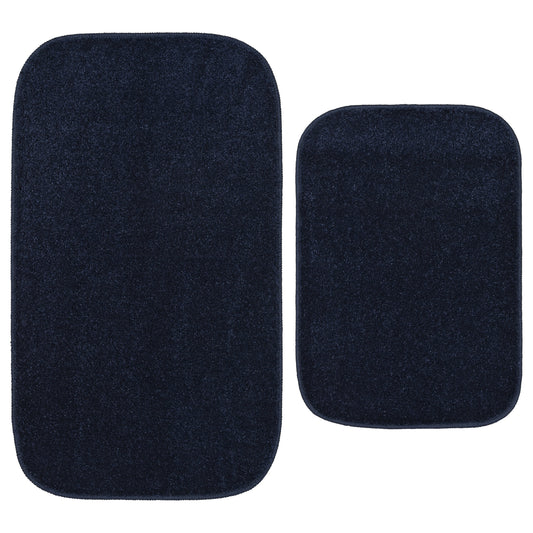 Garland Rug Sedona Washable Bath Rug Set, 2 Piece (21"x34" & 17"x24") Navy