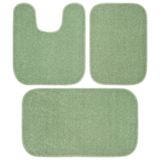 Garland Rug Sedona Washable Bath Rug Set, 3 Piece Set (2 Bath Rugs, & Contour Rug) Deep Fern