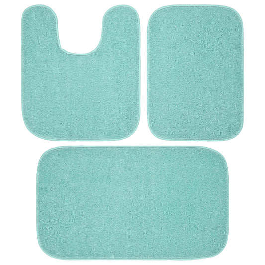 Garland Rug Sedona Washable Bath Rug Set, 3 Piece Set (2 Bath Rugs, & Contour Rug) Sea Foam