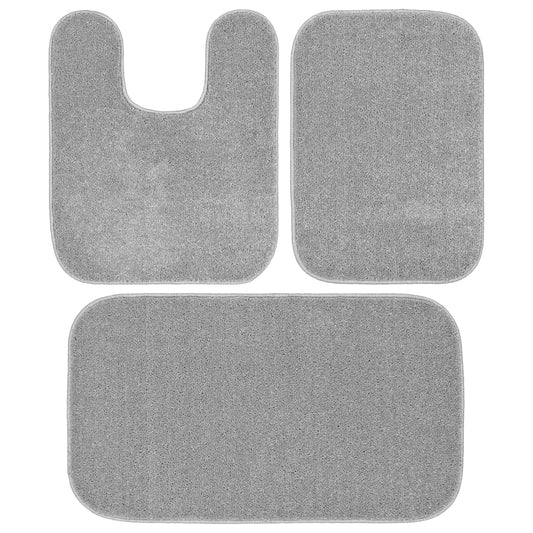 Garland Rug Sedona Washable Bath Rug Set, 3 Piece Set (2 Bath Rugs, & Contour Rug) Silver