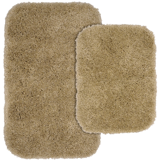 Garland Rug Serendipity Washable Nylon Bath Rug Set, 2 Piece Set (17"x24" Bath Rug, & 21"x34" Bath Rug) Taupe