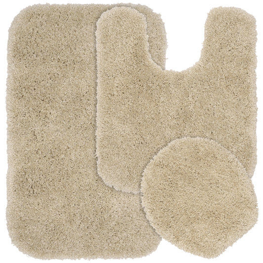 Garland Rug Serendipity Juego de Tapetes de BaÃ±o de Nailon Lavable, Juego de 3 Piezas (Tapete de BaÃ±o de 21"x34", Tapete Contorneado y Tapa de Inodoro) Lino