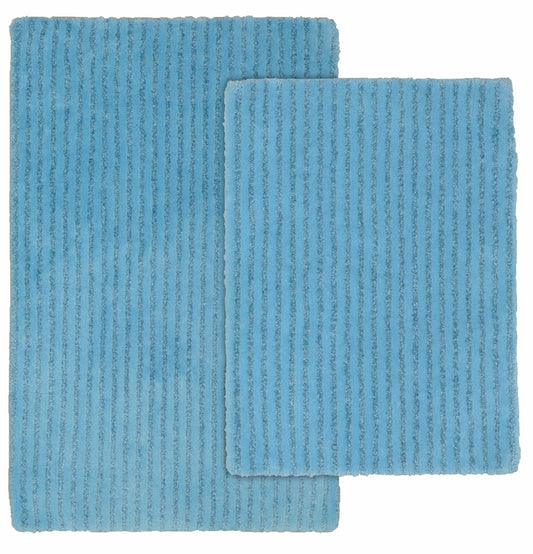 Garland Rug Sheridan 2 Piece Nylon Washable Bath Rug Set Basin Blue