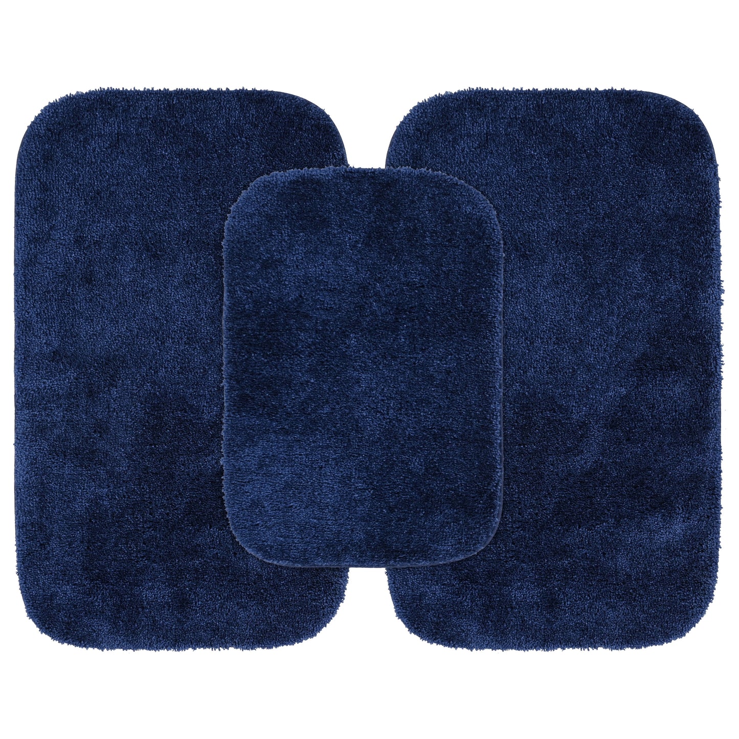 Garland Alfombra Tradicional Lavable, Juego de 3 Piezas (Alfombra de BaÃ±o de 17"x24" y Dos Alfombras de BaÃ±o de 21"x34") Azul Marino