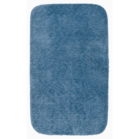 Garland Rug Traditional Washable Nylon Basin Blue Bath Rug, 24" x 40"