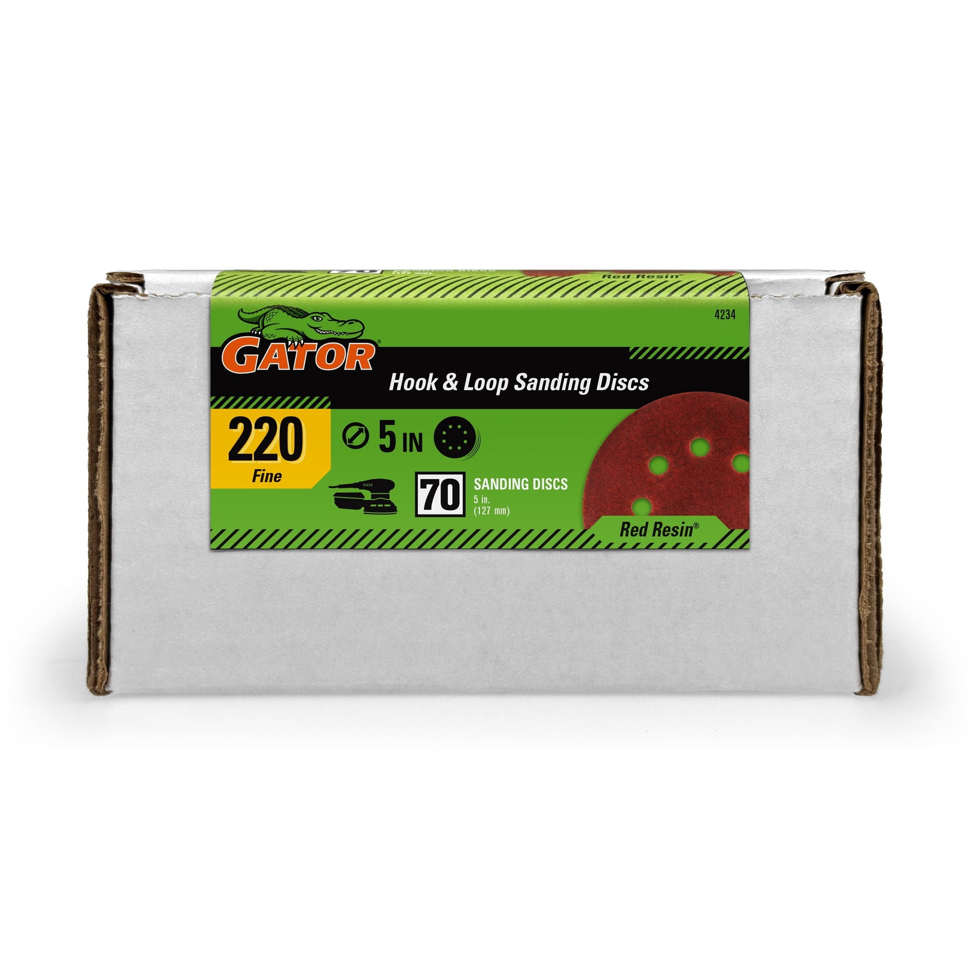 Gator 5-inch 8-Hole Hook and Loop Red Resin Multi-Surface Sanding Disc 220 Grit 70 Pack