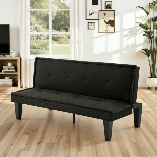 Gewnee Black 62.99" Futon Sofa Bed, 5-Level Adjustable Loveseat, Foldable Sleeper Sofa for Office & Guest Rooms