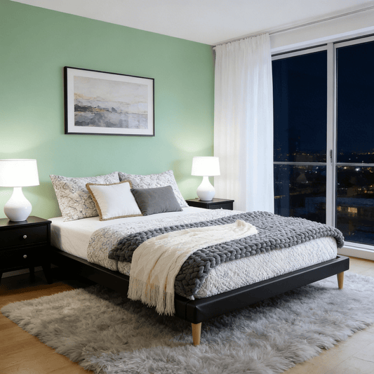 Gewnee King Size Platform Bed Frame with Wood Slats,Faux Leather Upholstered,Sturdy Center Leg Support,Under-Bed Storage Space.No Box Spring Required(Black)