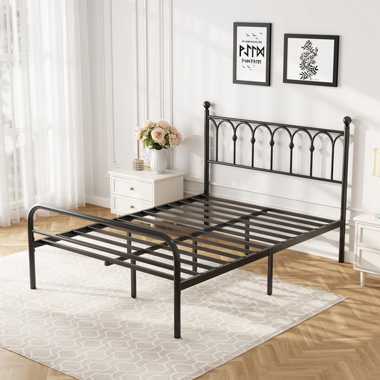 Gianna Full Metal Platform Bed Frame with Steel Slat Support, Underbed Storage, No Box Spring Needed, Easy Assembly