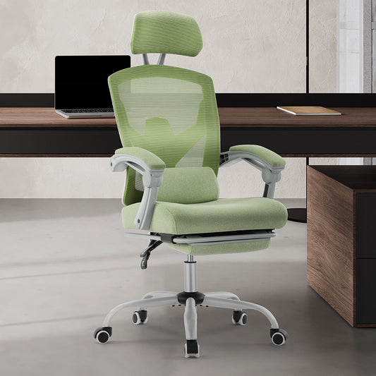 Gianna High-Back Ergonomic Mesh Office Chair with Lumbar Support, Adjustable Headrest, Footrest, and Padded Armrests for Maximum Comfort, Green