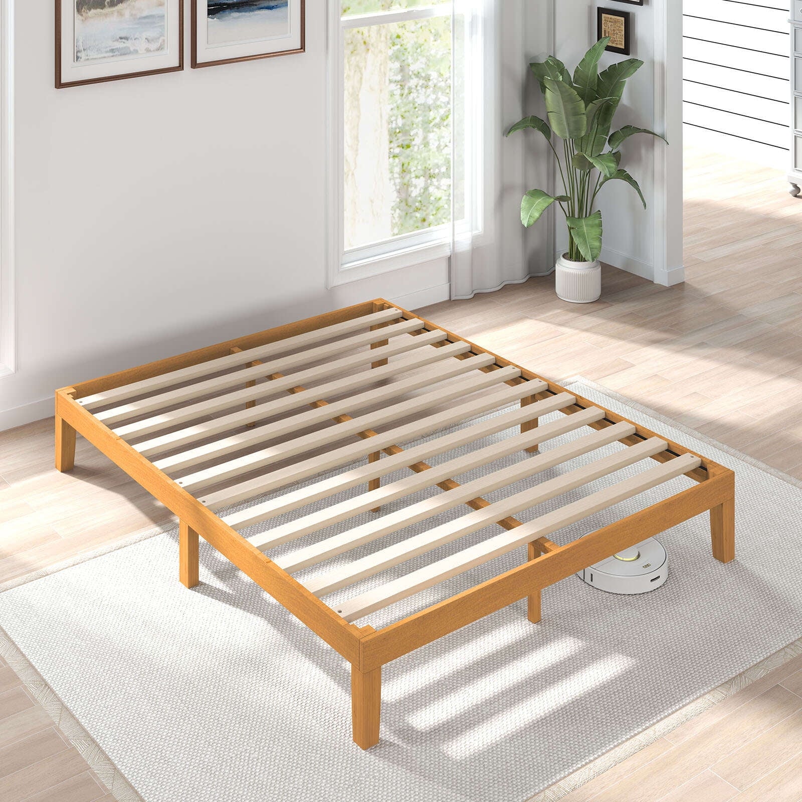 Gianna Base de Cama de Madera Maciza, Base de Cama con Soporte de Listones de Madera, No Se Necesita Box Spring, TamaÃ±o Full