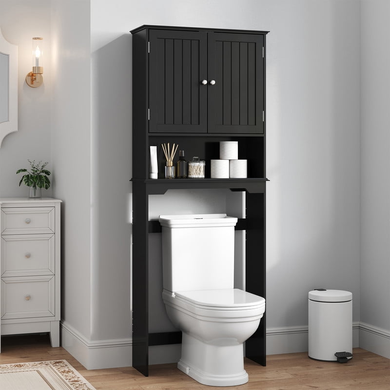 Gianna Wooden Over-the-Toilet Storage Rack, Bathroom Organizer Shelf for Toilet & Towels, Freestanding Toilet Shelfï¼ŒBlack