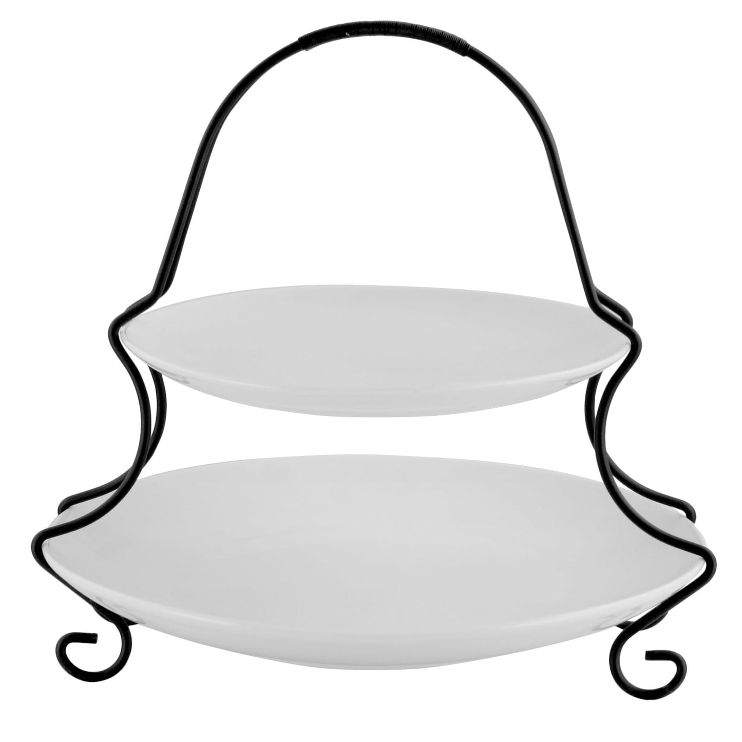 Gibson Elite Gracious Dining 2-Tiered Serving Set with Metal Rack in White