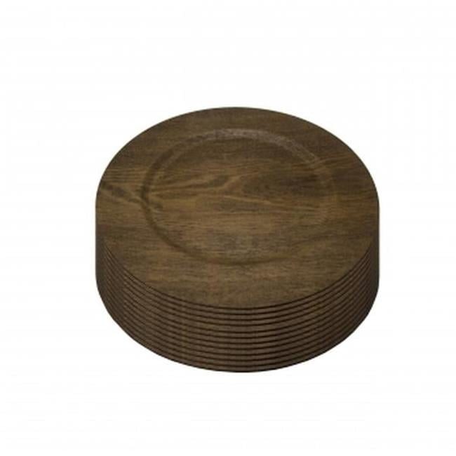 Gibson Home Feri 12 Piece 13 inch Plastic Wooden Skin Luxe Chargers in Brown