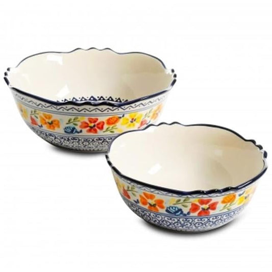 Gibson Home Luxembourg 2-Piece Stoneware Bowl Set, Multicolor